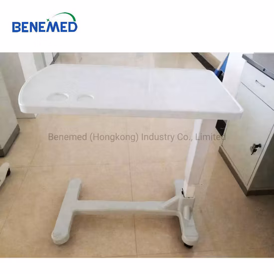 Table de lit réglable en hauteur médicale d'équipement hospitalier en plastique ABS mobile avec roues