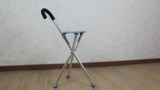 Canne de marche en aluminium à trois pieds avec chaise, béquille de marche extérieure pour personnes âgées, canne pliante à trépied